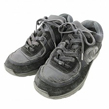 Chanel Cocomark Sneakers Nylon Suede 26Cm Black 0709 Ibo73 Ladies