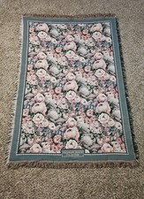 Hallmark Desin Collection Throw Blanket 5ft 5in X 3ft 6in Made In USA Flowers