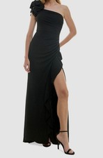 City Studio Women's Black Glitter One-Shoulder Evening Dress Juniors' Size 5/6