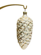 Vintage 5  West Germany frosted gold pinecone glass ornament
