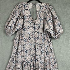 Chufy x Mango Boho Maxi Dress Floral Paisley Oversized Sz 6 Coastal Resort Boho