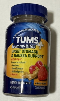 TUMS Gummy Bites Ginger Berry 45 CT 1 Bottle New Exp 02/2028