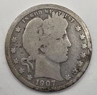 《Silver》1907o USA BARBER QUARTER -- .1808 OZ of SILVER!!!