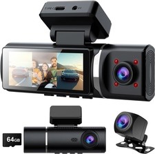 feifeaouy 3 Channel 4K Dash Cam Front and Rear and Inside   WiFi 3.2  IPS Das...