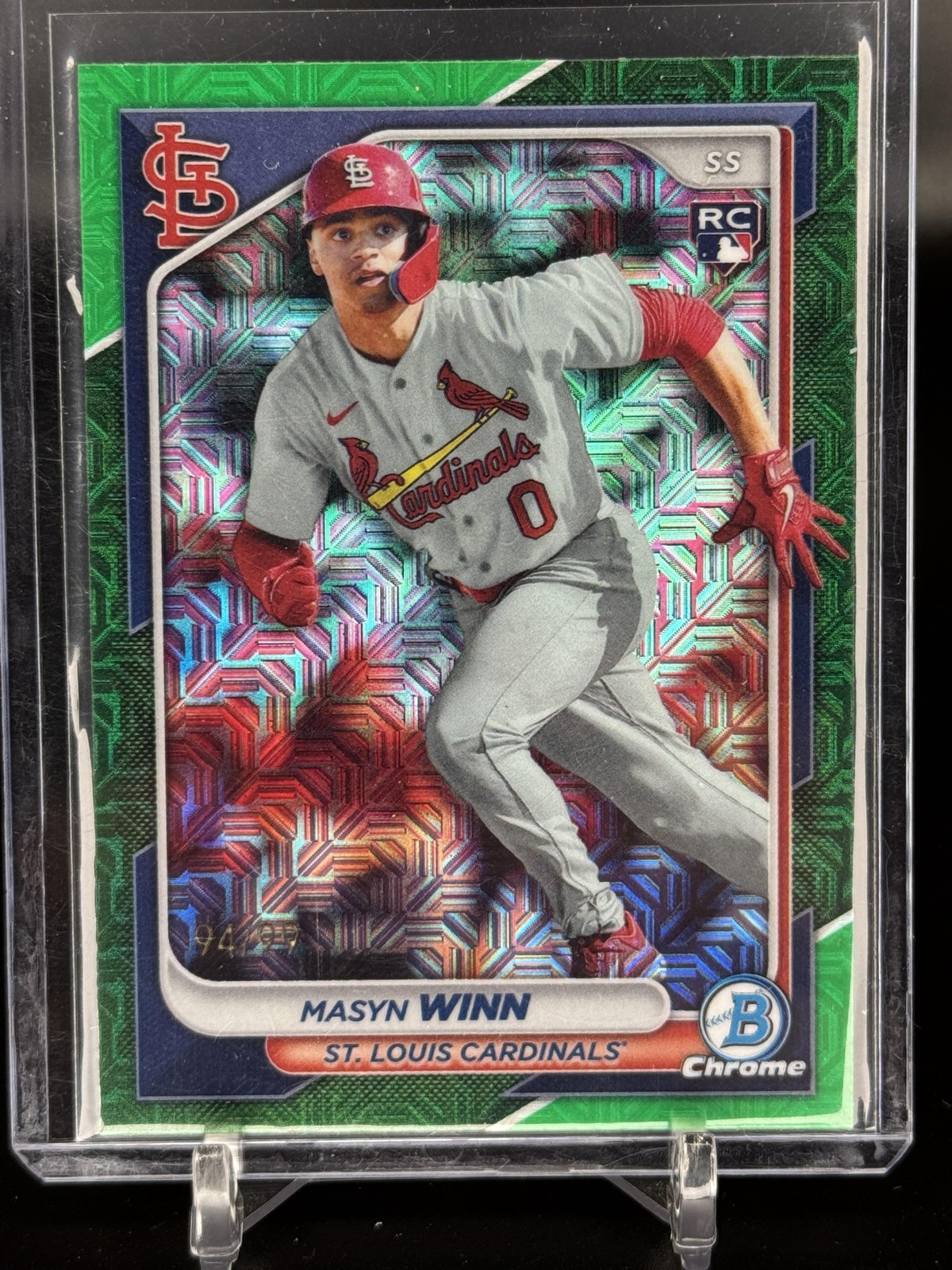 2024 Bowman Chrome #61 Masyn Winn Green Mojo Refractors #/99