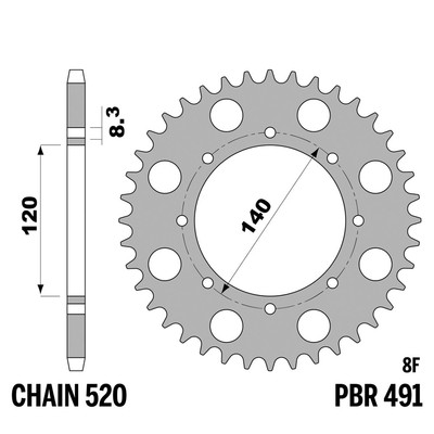 KAWASAKI KLE 250 1993-2001 Kettenrad PBR Tonhöhe 520 43 Zähne Edelstahl C