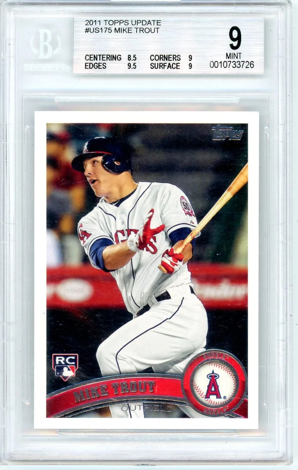 2011 Topps Update Mike Trout #US175 BGS 9 Rookie