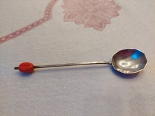 Seltener Zuckerl&ouml;ffel mit roter Kaffeebohne, 925er Silbersilber BH 1931 Jhd.