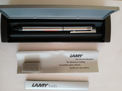 Lamy Twin Geschenkbox, Kugelschreiber + Druckbleistift, 90er, mit Etui, Werbung
