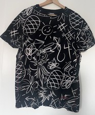  T-shirt uomo Desigual nera con stampa tropicale graffiti taglia L