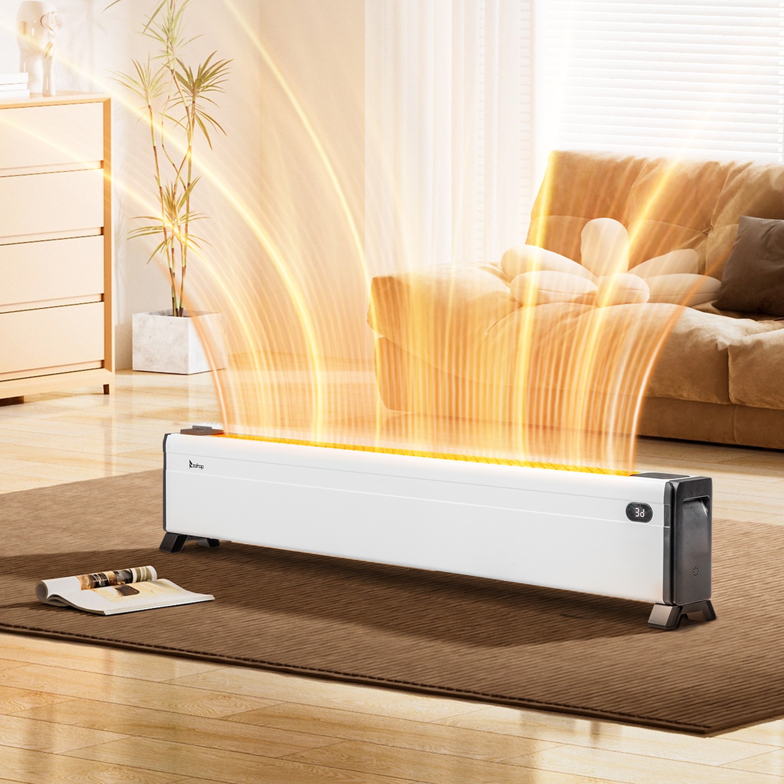 48'' Electric Baseboard Heater with Remote & Timer,1500W Convection Space Heater