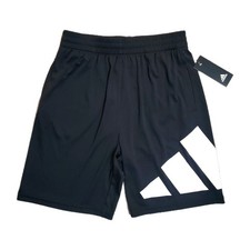 NEW Adidas Boy's Large 14/16 Black Logo Shorts NWT Athletic Soccer Elastic Waist