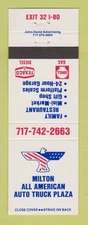Matchbook Cover - Shell oil gas Milton Truck Stop Texaco