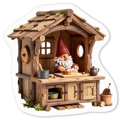 Aufkleber Sticker ''Wichtel Brot backen in der Küche'' (DW061072)