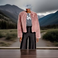 Vince Cropped Genuine Shearling Jacket Nwt 1950 Womens L Mauve Reversible Fur