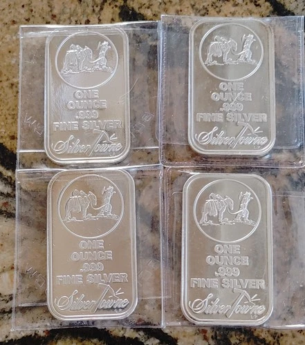 4 SILVER TOWNE PROSPECTOR & BURRO 1 OZ .999 SILVER BARSBURRO