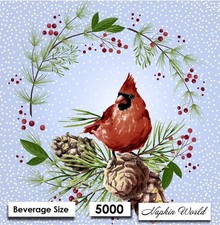 5000 TWO Paper BEVERAGE / COCKTAIL Decoupage Art Craft Napkins - RED CARDINAL