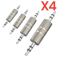 4 Pack 3.5mm Metal Stereo Jack Plug Male to Male Coupler Adapter Connectors