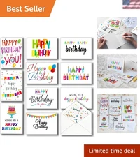 Assorted 5x7 Happy Birthday Cards - 100 Pack with Envelopes & Stickers Included