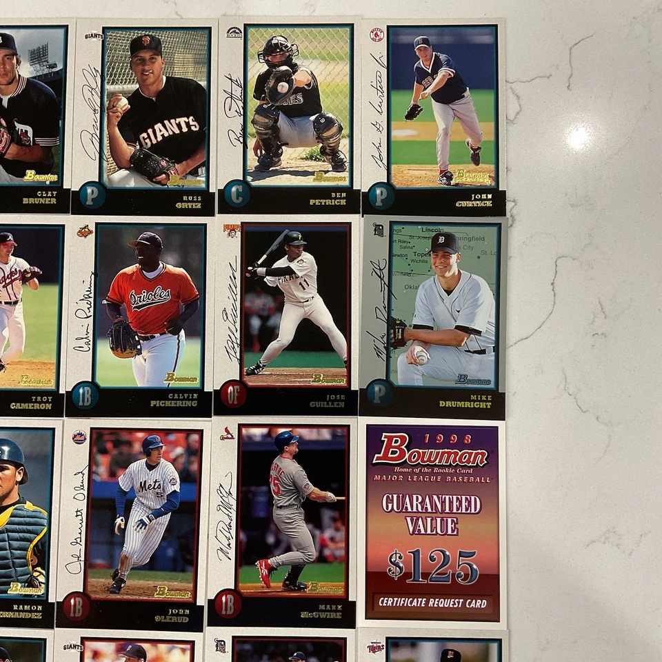 批量 25 张 Bowman 1999 棒球卡 明星 Matt Cain Eric Chavez Ruben — 第 3/4 张图片