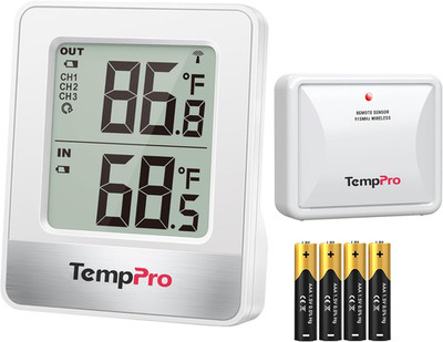 Temppro Indoor Outdoor Thermometer Wireless 500FT, outside Greenhouse Thermomete