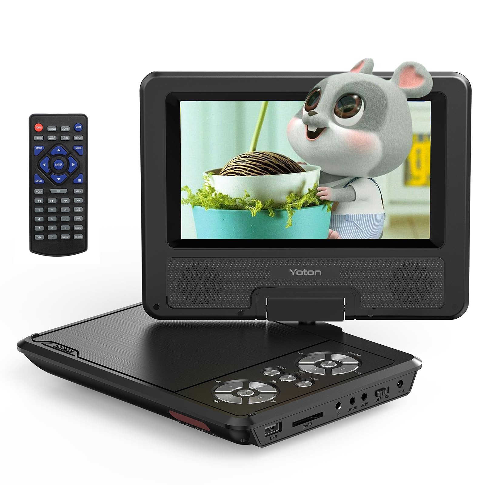 Lecteur DVD portable voiture 9,5 pouces avec écran rotatif HD noir