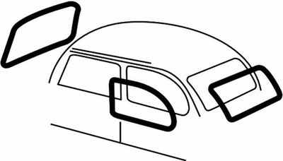EMPI 3589 Cal-Look Window Rubber Kit, 4-Piece   Fits VW Super Beetle 73 77