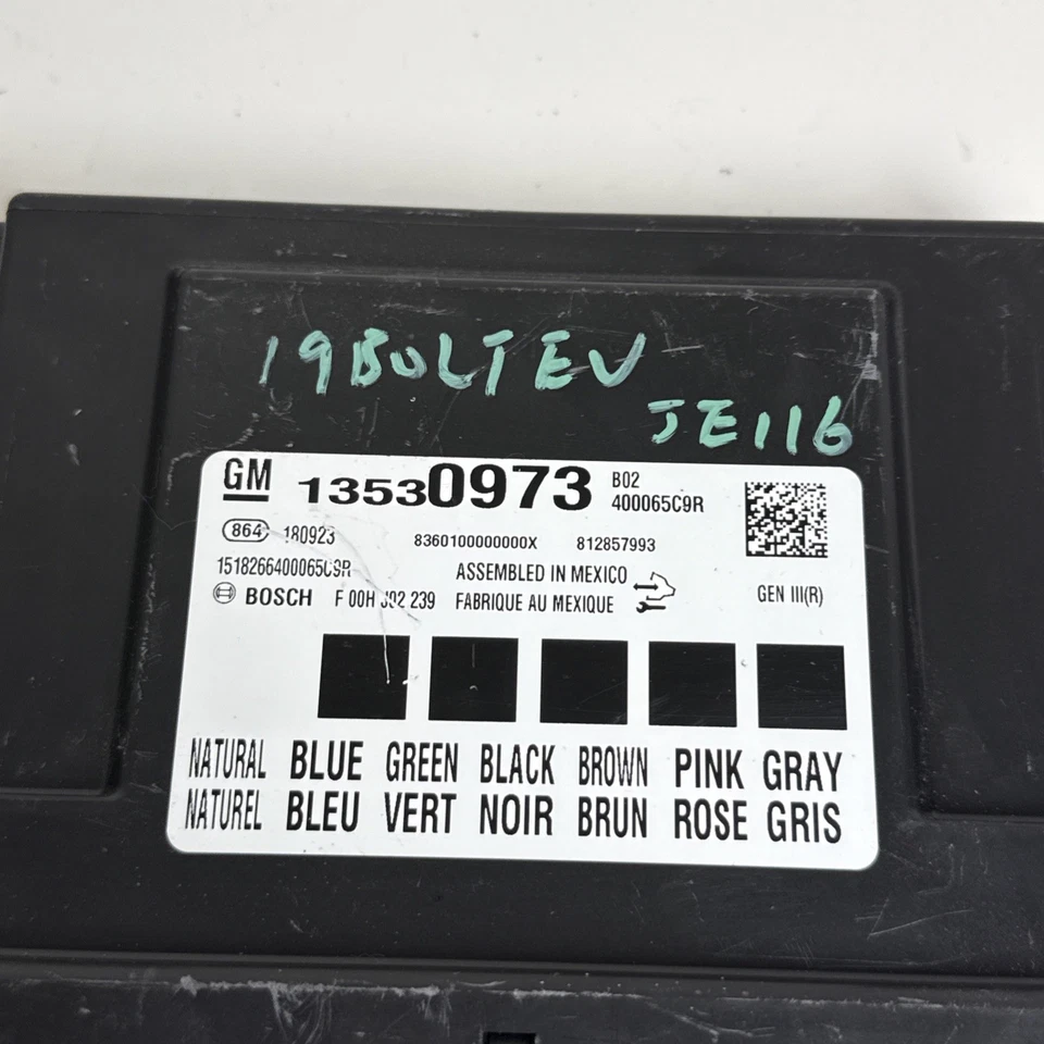 2019 CHEVROLET BOLT EV BODY CONTROL MODULE BCM 13530973 OEM - Изображение 2 из 4