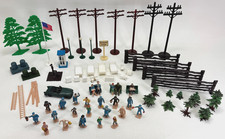 Plasticville Lot HO Parts Beds People Car Phone Booth Trees Phone Poles Lamps