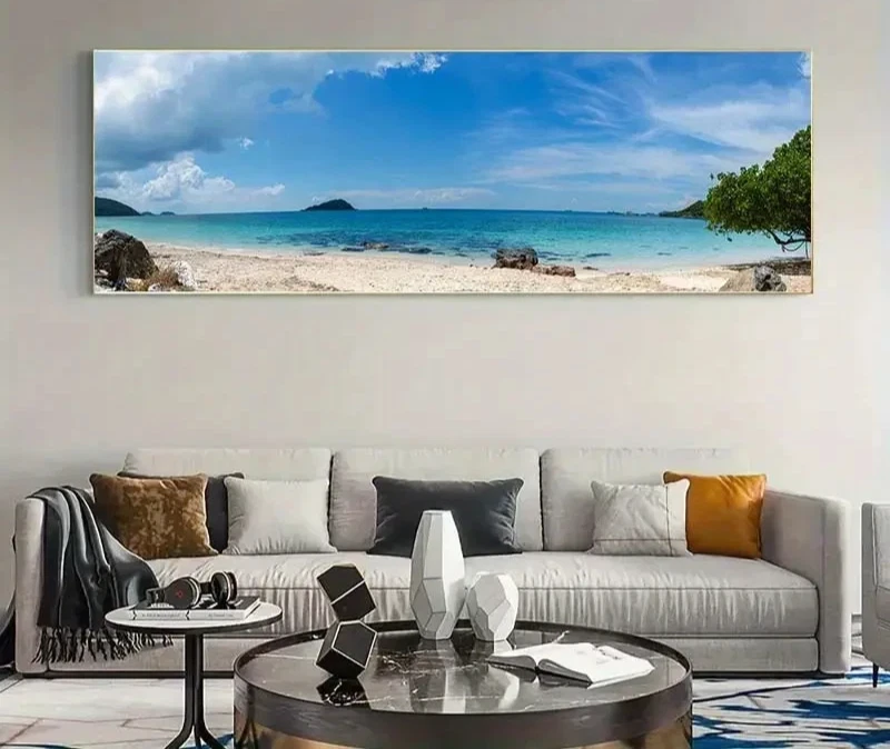 Panoramic Turquoise Waters & Lush Greenery Canvas Wall Art Home Decor