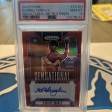 2025 Panini Prizm - Gabriel Hughes Sensational Signatures Red Prizm /99 #SS-GH
