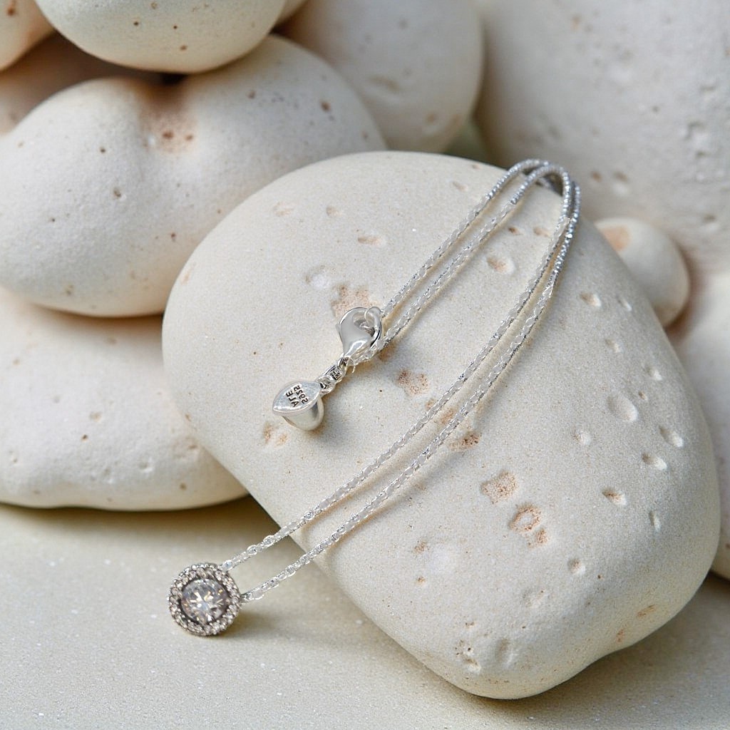 Round Sparkle Halo Necklace, Circle Sparkle Pendant, Elegant Necklace for Her