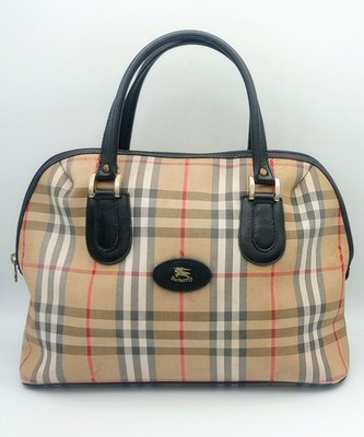 ✨極美品✨Burberry HAND BAG LEATHER ノバチェック Large Burberry's Hand Bag Nova Check Plaid Burberry Black Leather