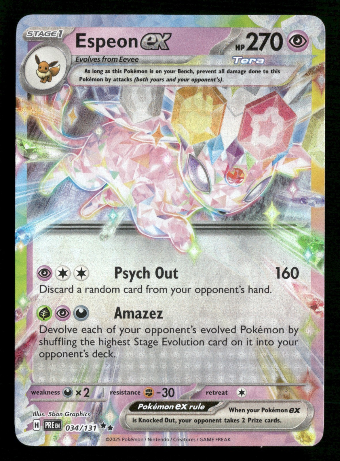 Espeon ex - 034/131 - Double Rare - Prismatic Evolutions - Pokemon Card - NM/M