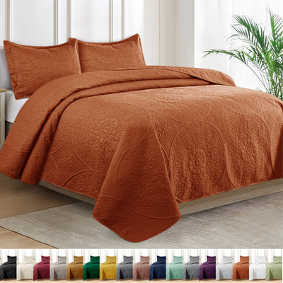 Luxury Bedspread Set 3 Piece Quilted Coverlet Bed Throw Queen King Size Bedding