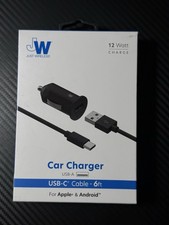 Just Wireless 12W Car Charger USB-A w 6ft USB-C Cable Black New