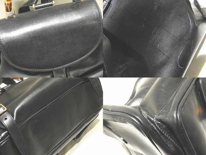 Gucci Bamboo Backpack Rucksack Black Leather Double Pockets Women's Japan thumbnail 23