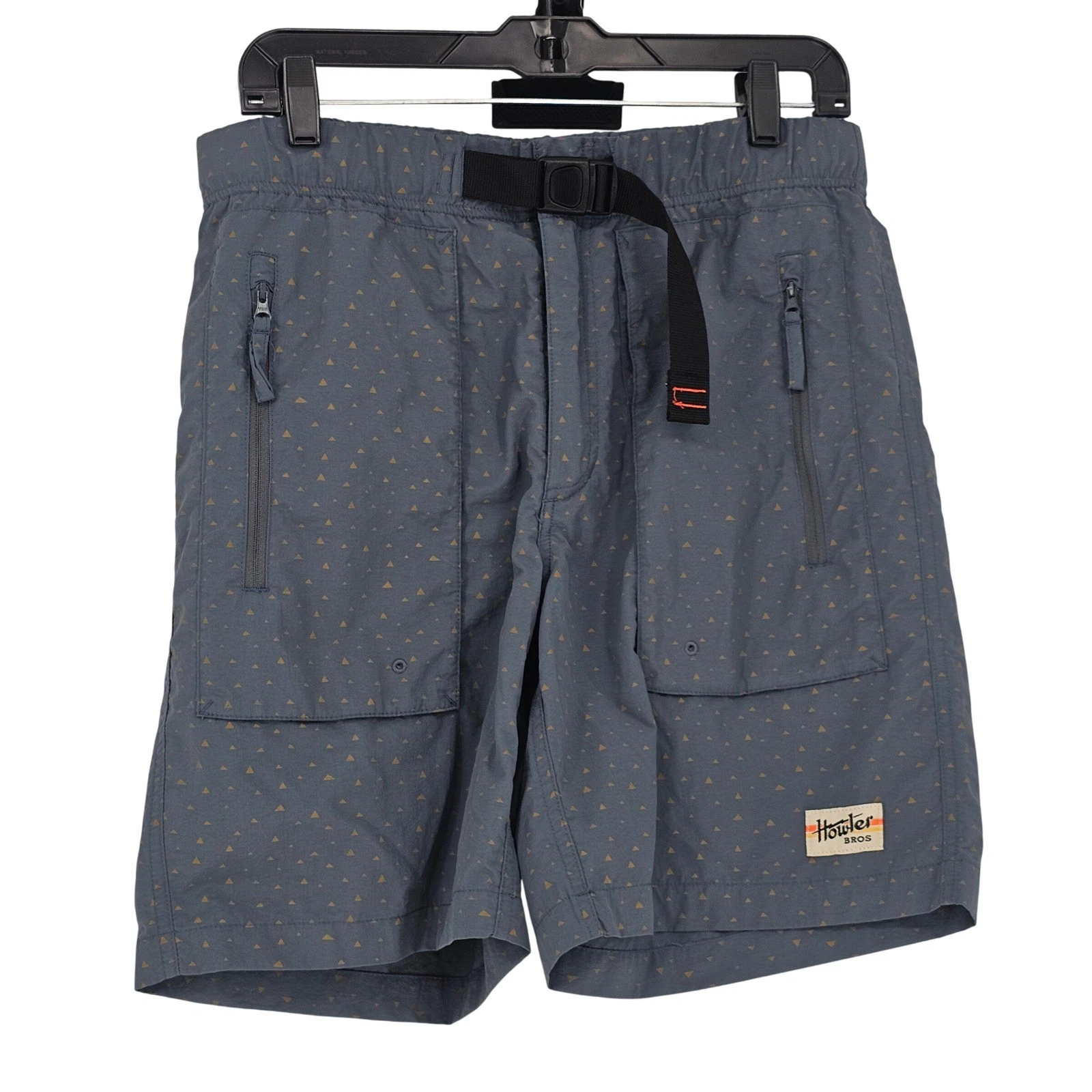 Howler Brothers Pedernales Hybrid Shorts 32 Blue Gray Belted Hiking Zip Pockets