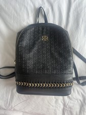 Black Faux Lather River Island Monogram Rucksack/backpack