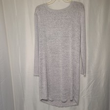 Y2K Sweater Dress Womens M Gray Heathered Knit Long Sleeve Casual Lounge Grandma