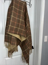 Woman  Blanket Scarf/shaw/brown Checkered/ One Size NWT Top it off is brand 
