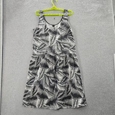 Gap Women Dress M Black Floral Palm Print Button Front Sleeveless Tank