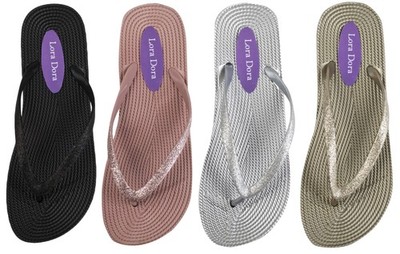 Damen Glitzer Flip Flops Eva flexible Sandalen Sommer Zehenstege Strand Urlaub