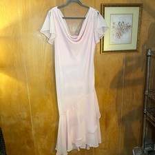 Romantic Ethereal Cowl Neck Flutter Sleeve Asymmetrical Ruffle Dress XXL