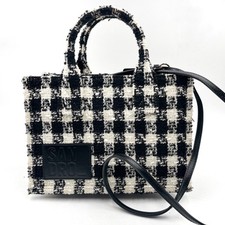 G2U Sandro Little Kasbah Bag Black White Tweed Gingham Top Handle Satchel