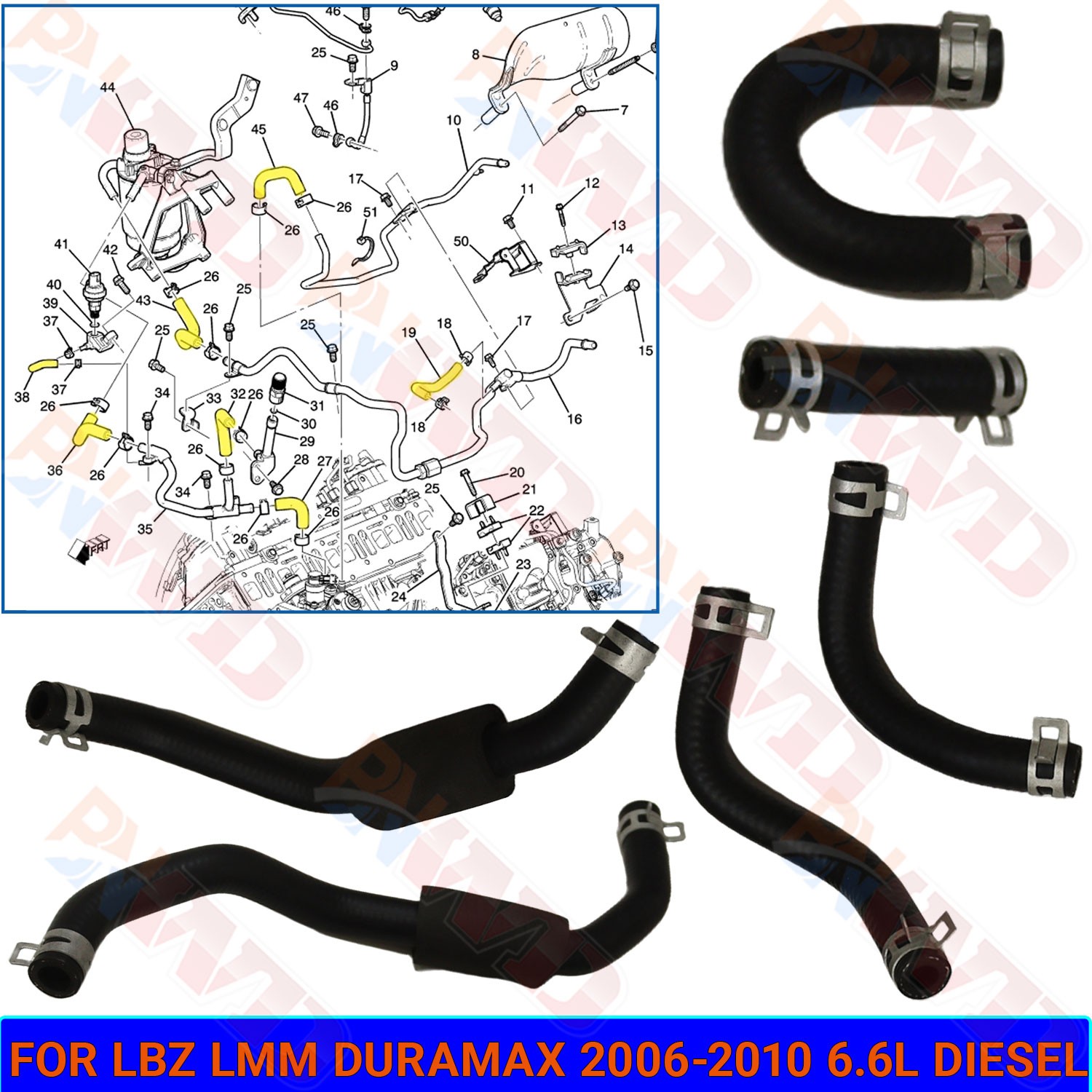 Low Pressure Fuel Line CLAMP Kit For 2006-10 2500 3500HD 6.6L LBZ LMM Duramax