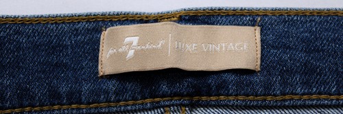 7 For All Mankind Women's High Waisted Slim Kick Jeans CD4 Blue Print Size 26 - Picture 3 of 6