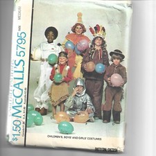 McCall's Carefree Patterns 5795 6 Children's Costumes,Size Med,1977 New Uncut