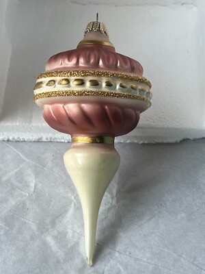 Christmas ornament glass Germany icicle ball top finial bottom MAX1929