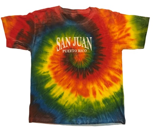 San Juan Puerto Rico Graphic Tie Dye Baumwolle T-Shirt Jugend Gr. XL Kurzarm - Bild 1 von 5
